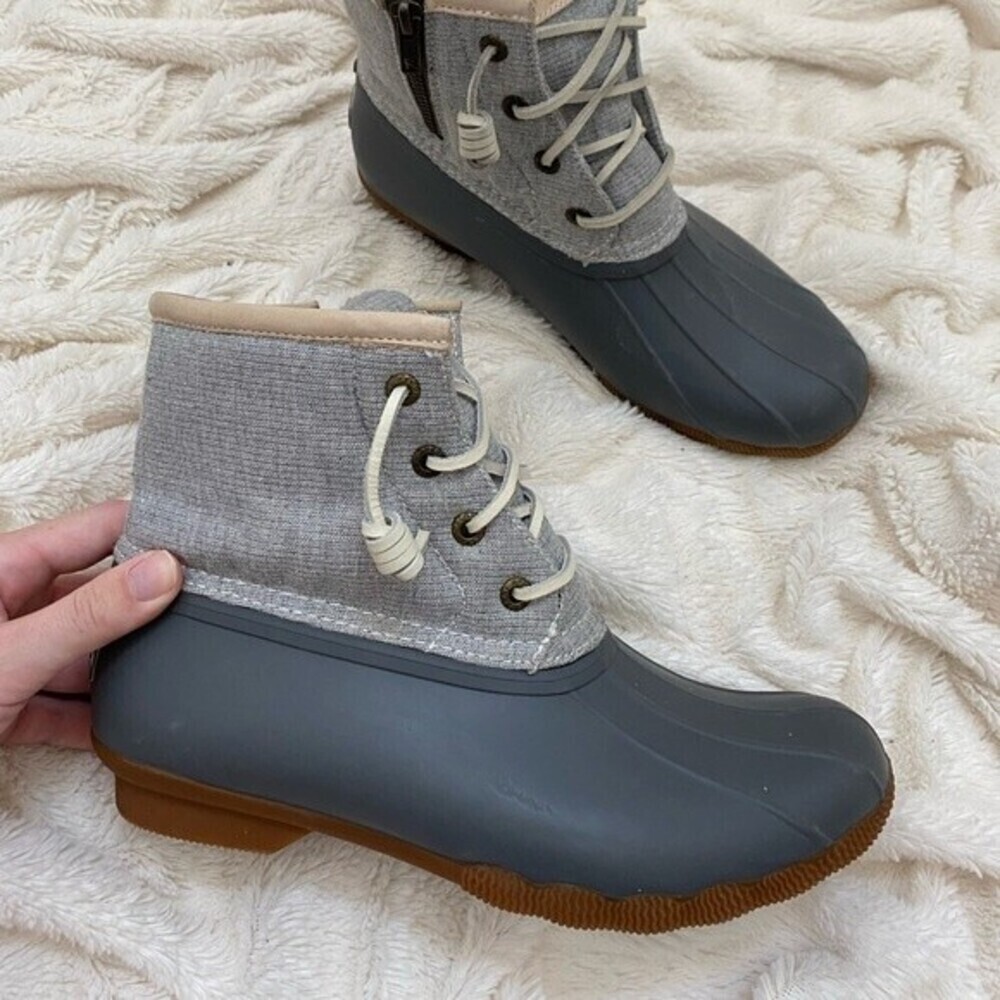 Sperry Saltwater metallic grey rain boots